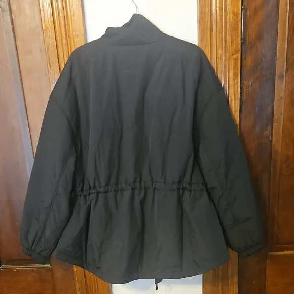 Old Navy Black Puffer Jacket High Collar Cinched Waist - Picture 6 of 6